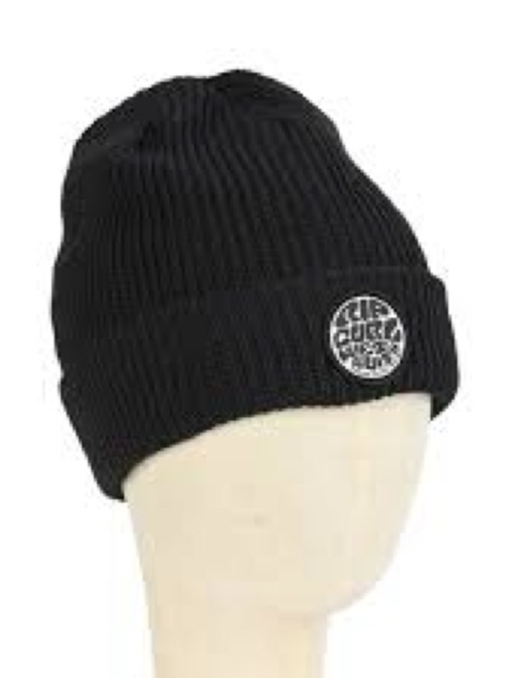 Rip Curl Men's Black Ribbed Beanie Rip Curl Icons Reg Beanie washed black grey